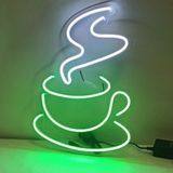 LED вивіска Горнятко зелено-біла для кафе