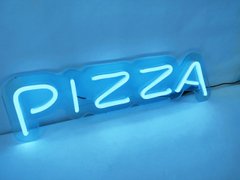 Неонова вивіска "Pizza" (Піца) 600х170 мм синя з диммером і блоком живлення