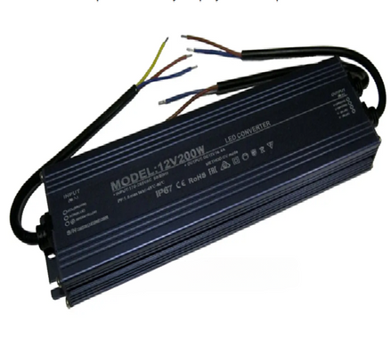 Блок живлення герметичний 12V 16,7A 200W IP67 алюмінієвий вуличний для LED стрічки