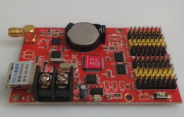 Плата керування світлодіодним табло Huidu HD-W62 з підтримкою Wi-Fi та USB.