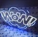 Вертикальна неонова вивіска Wow 410х600 мм &mdash; стильний поп-арт декор.