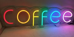 Вивіска Coffee неонова led neon різнобарвна 800х220мм з диммером