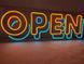 Неонова LED вивіска OPEN жовто-блакитна 200&times;600 мм