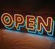 Неонова LED вивіска OPEN жовто-блакитна 200&times;600 мм