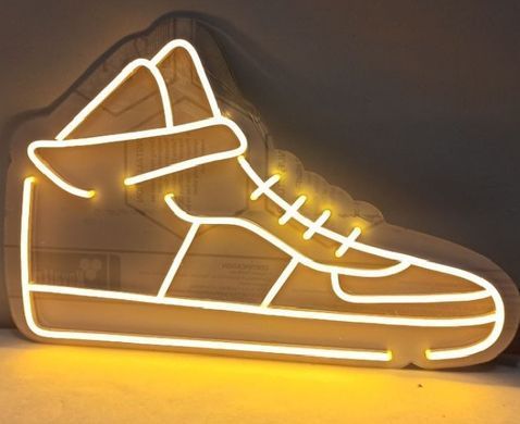 Неоновая светодиодная вывеска Желтая обувь 500х320 мм &ndash; LED декор для магазинов обуви от Dvorik Led