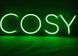 Зелена LED неонова вивіска Cosy на акрилі