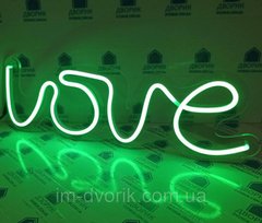 Неонова вивіска Led LOVE (Кохання) Зелена 40х13 см світлодіодна з блоком живлення