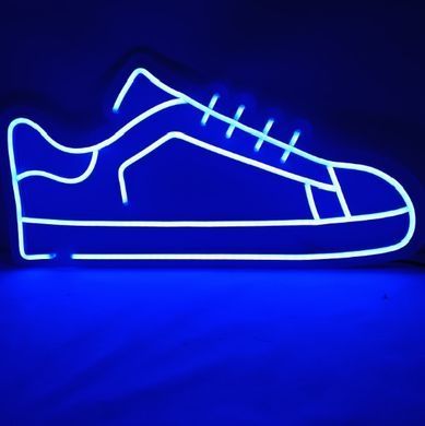 Синій LED неон напис "Взуття" для сучасного оформлення магазину.