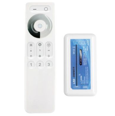 Димер LED RF 2-канальний 12A 2.4G DC12-24V з сенсорним пультом (IP44)