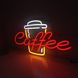 Неонова вивіска Coffee 600х315мм різнобарвна з диммером та блоком живлення