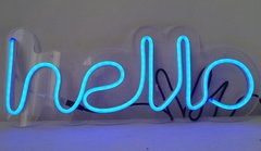 Неонова вивіска Led Hello (привіт) Синя 39х15 см neon IP20 з блоком живлення