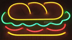 Неоновая вывеска "Бургер" 350х200мм разноцветная с димером и блоком питания