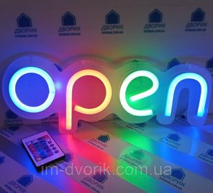 Неонова світлодіодна вивіска OPEN RGB для бізнесу | Dvorik Led